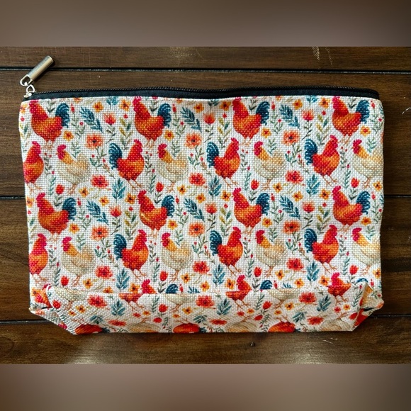 Colorful Rooster Print Pouch - Picture 1 of 3